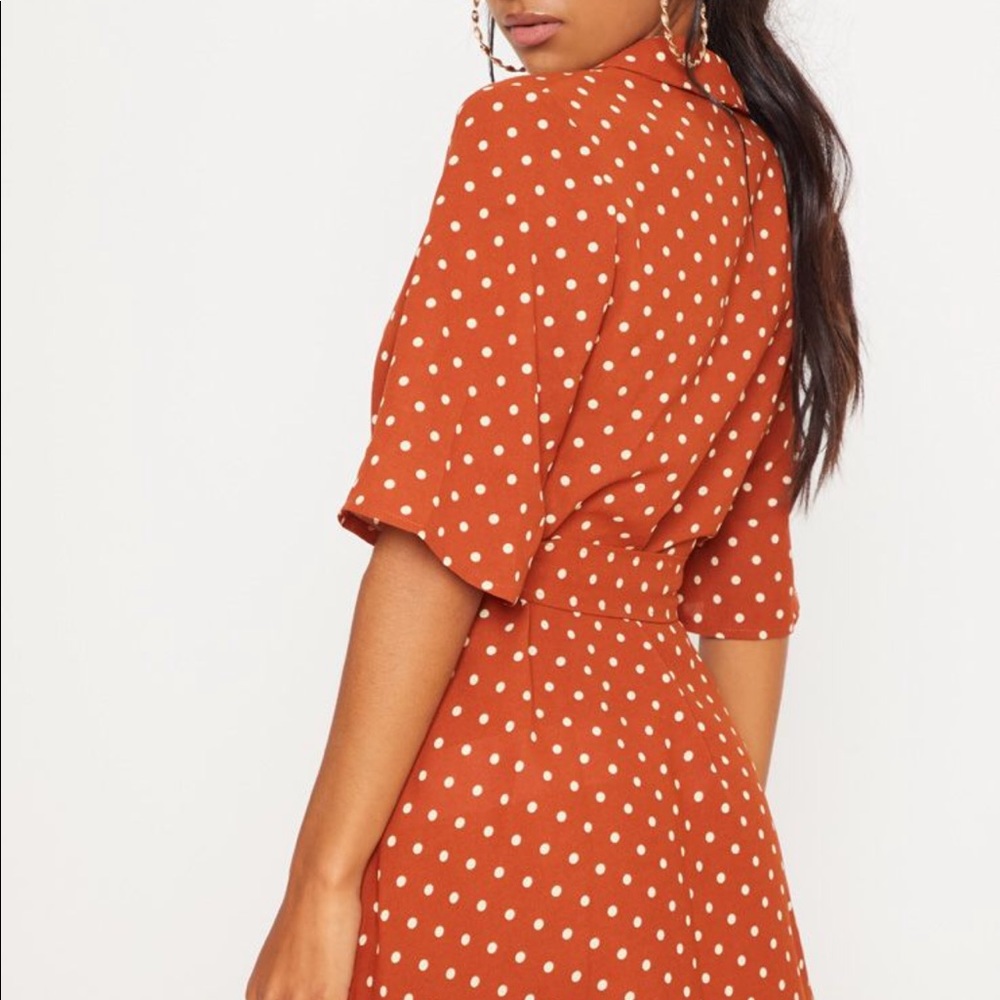 Terra-cotta polka dot tea dress - Picture 3 of 7